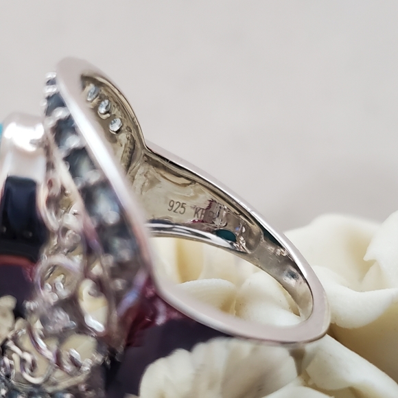 Sterling Turquoise Blue Topaz Ring 7.25 - Picture 10 of 15